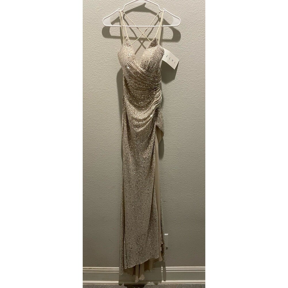 NEW! NWT Velvi Eclipse Platinum Formal Gown Dress V110, Size Small